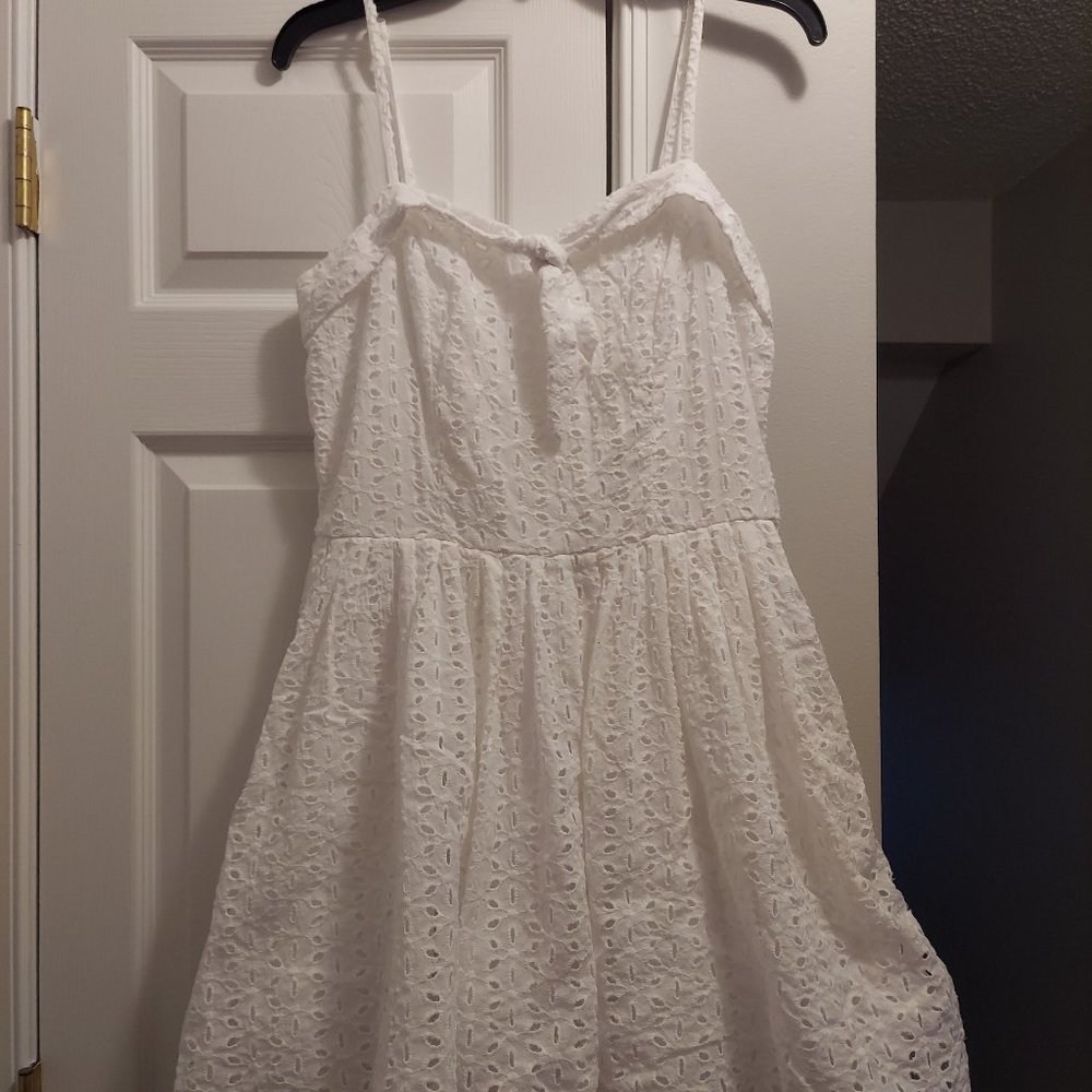 Mini-dress, white eyelet